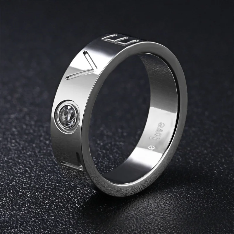 Love Couple Rings Engrave Name Wedding Rings For Women / Men Fate Love Crystal Stainless Steel DIY Loves Rings Drop shipping