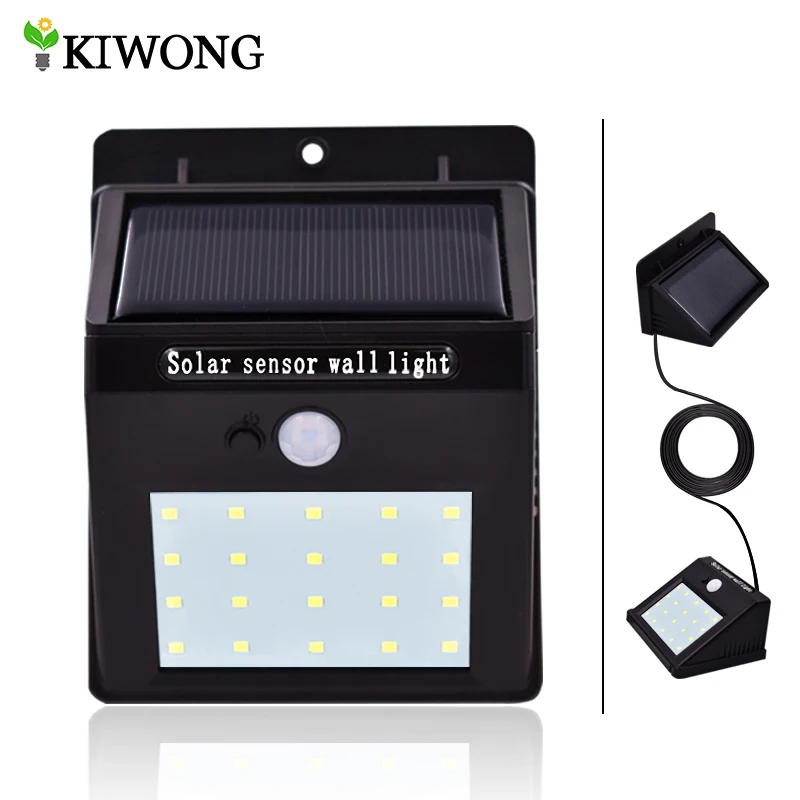 

Separable Solar Lights 20/16 LEDs PIR Motion Sensor With Dim Light 2.5m Line Outdoor Waterproof Garden Wall Yard Lamp