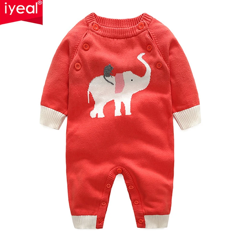 

IYEAL Baby Rompers Winter Thick Climbing Clothes Newborn Boys Girls Warm Romper Knitted Sweater Christmas Children Baby Outwear