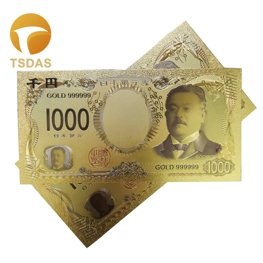 Красочные японские позолоченные банкноты 1000 иен золотые банкноты для коллекции бизнес-подарок