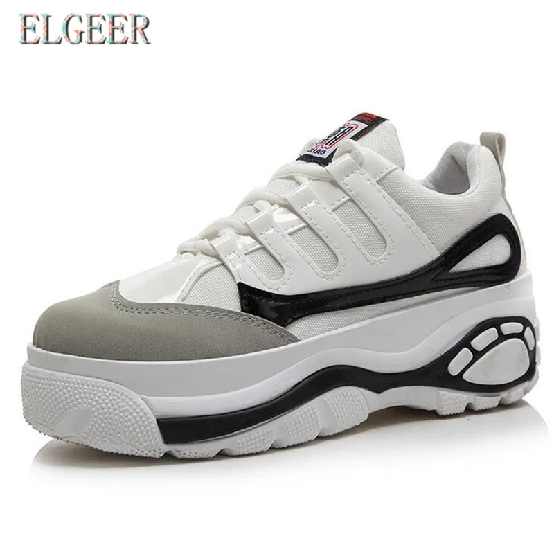 

ELGEER 2018 new spring autumn fashion casual women shoes thick bottom muffins sneakers Harajuku belt women Run movement shoes