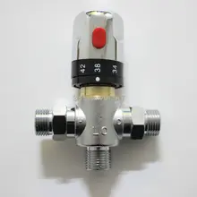 Опт и розница медь термостатический смесительный клапан из латуни контроль температуры смешивания воды G1/2' трубы термостат клапан ZR988