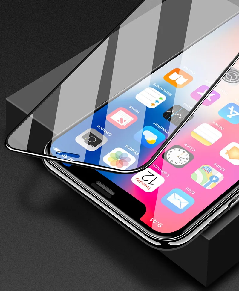 TOMKAS 6D Full Cover Curved Tempered Glass For iPhone X Screen Protector For iPhone 6 6S Plus 8 7 Plus Protective Glass Film