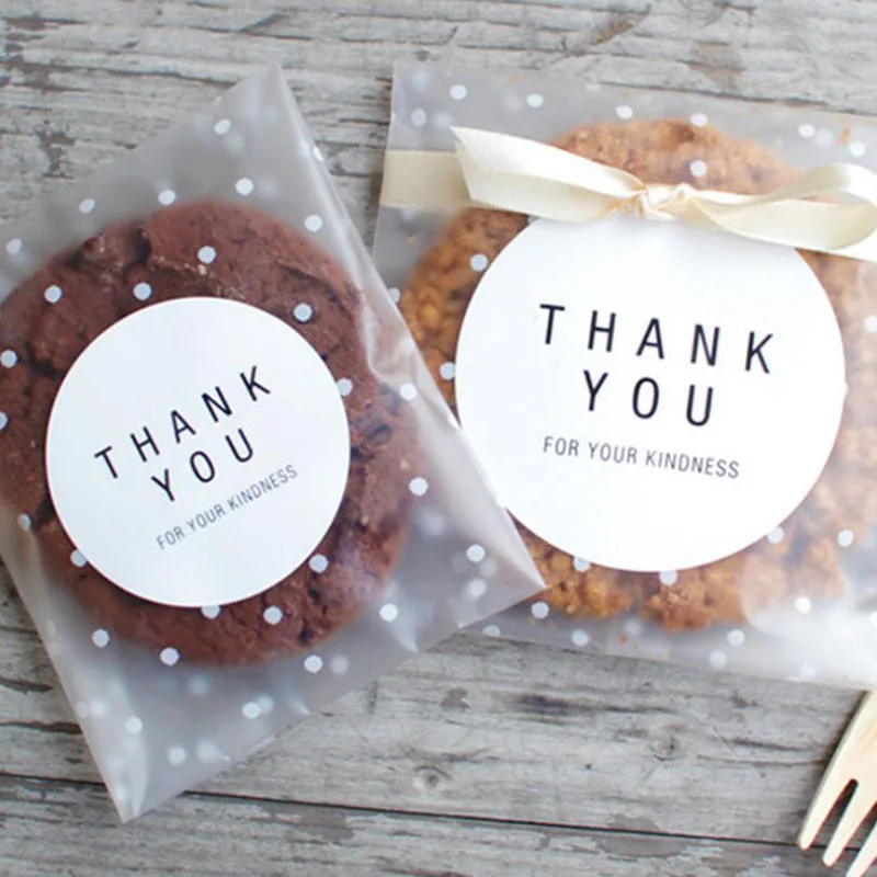 

AVEBIEN 50pcs Large Thickening Scrub White Dot Cookies Bag Candy Gift Bag 10x10+3cm Active Party Supplies Transparent Candy Bag