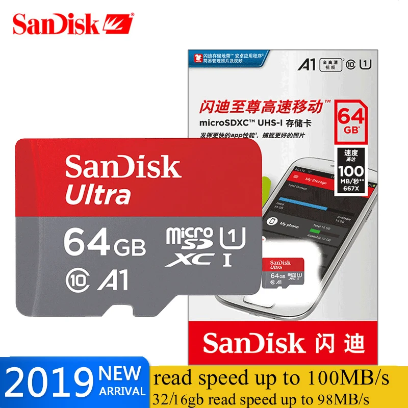 SanDisk A1 высокоскоростная TF карта памяти 128 Гб 64 ГБ 32 16 C10 Flash SD 256 400 cartao de memoria для