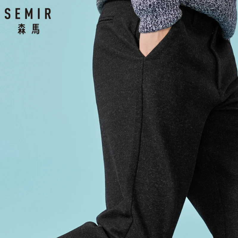 SEMIR, мужские укороченные прямые брюки, шерстяная ткань, мужские классические брюки классического кроя, брюки на молнии с пуговицами для зимы