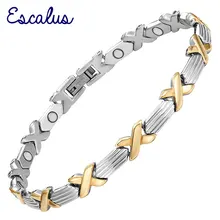 Escalus дамы для артрита браслет для Для женщин подарок 2 тон Цвет био Нержавеющая сталь шарма ювелирных изделий магнитный Браслеты