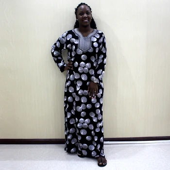 

2019 New Muslim Dress Dashiki Print African Clothes V-neck Long Sleeve Fashion African Long Dress