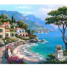 7077 Средиземноморский Морской пейзаж-краски по номерам наборы для взрослых DIY