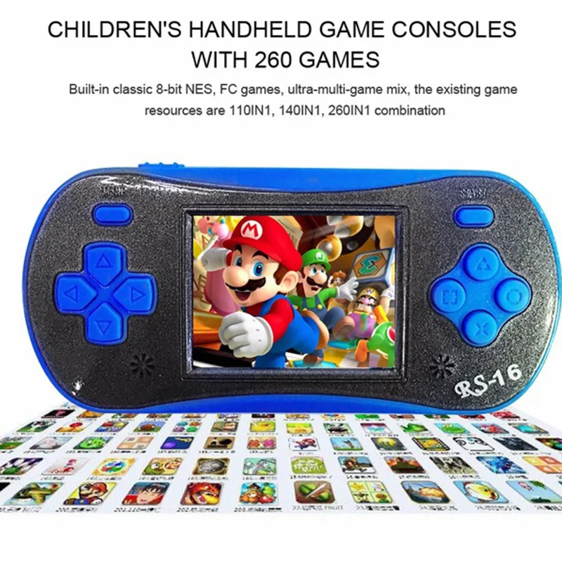 RS-16 gamepads 2.5 Inch 8 Bit Game Console LCD Screen Color Display 260 Classic Games Portable Children's Handheld Game Player4