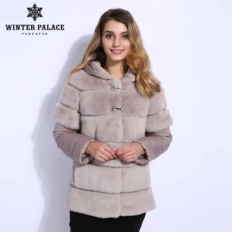 

2018 Winter fur coat short rabblt coat Down jacket style rabblt coat woman genuine rabblt coat for women WINTER PALACE
