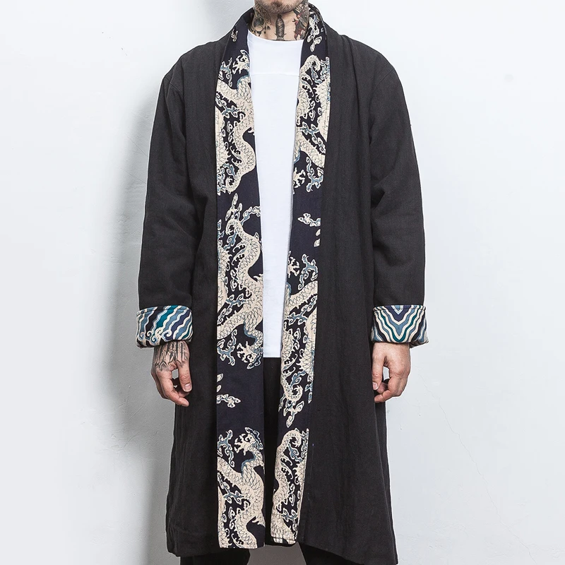 

Chinese Style Trench Men's Retro Ethnic Style Tang Suit Jacket Men's Long Coat