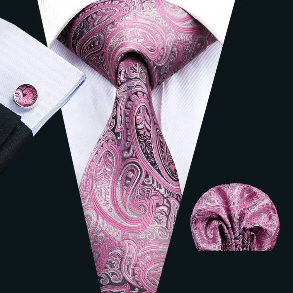 Buy FA 1571 Fashion Mens Ties Pink Paisley Silk