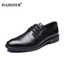 DADIJIER New Fashion Wedding Shoes Men Pointed Toe Oxfords Man Dress Leather Shoes British lattice Formal Zapatos Hombre JH143