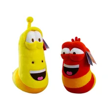 2 pc/par larva brinquedos de pelúcia amarelo inseto vermelho quente dos desenhos animados larva brinquedos recheado boneca g0370