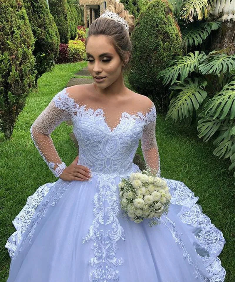 Modest 2019 Long Sleeve Wedding Dresses Western Garden A Line Sheer Off Shoulder Appliqued Ruched Long Bride Wedding Gowns  164 (3)