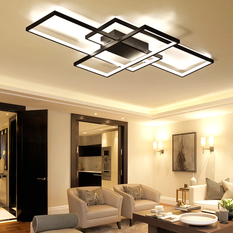 NEO brillo nueva llegada moderno led luces de techo para sala de estar dormitorio comedor luminarias led blanco o negro de techo lámpara - 1