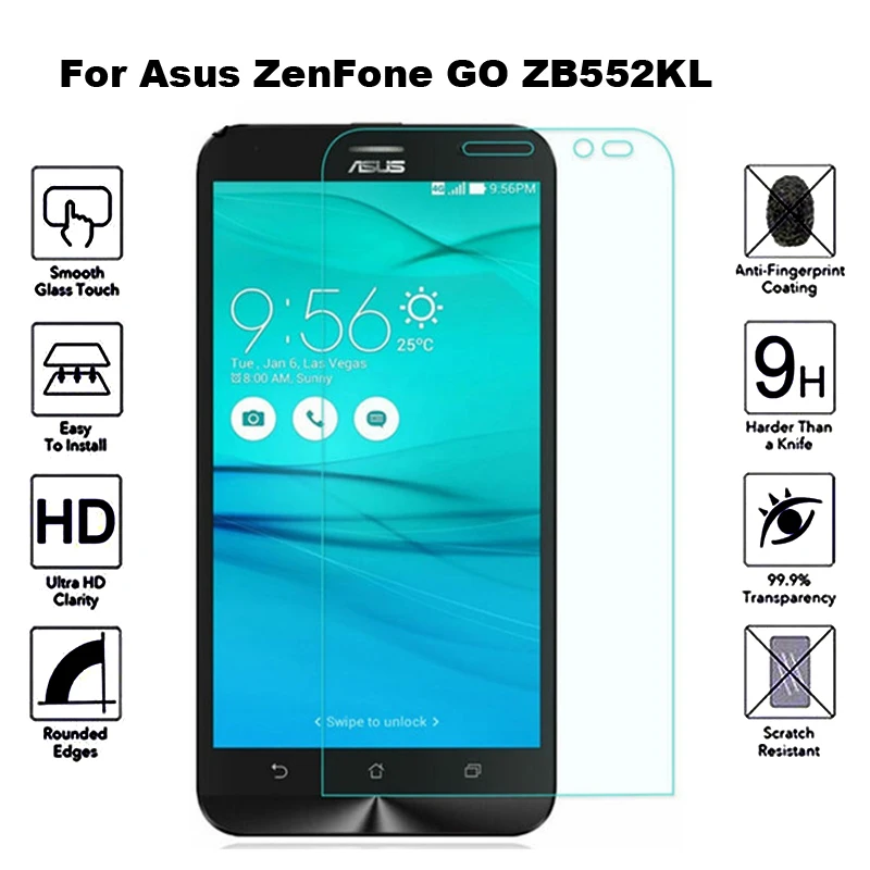 2 шт закаленное стекло для Asus ZenFone GO ZB552KL защита экрана Flim 9H Защитное стекло для Asus X007D ZB ZB552 552 552KL KL