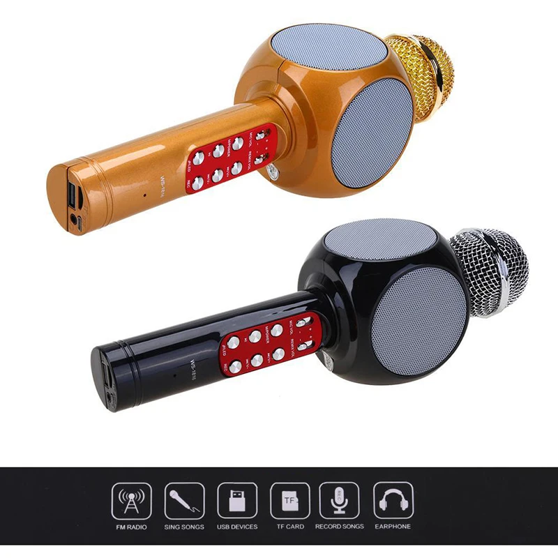 DOITOP Hi Fi Bluetooth Hanheld микрофон Поддержка FM TF карты светодиодные беспроводной