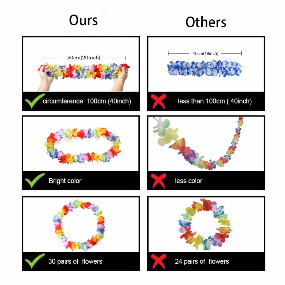 OurWarm 12 шт. Искусственный Цветок Лэй гавайское ожерелье венок цветок хула гирлянда Гавайская Свадьба Праздник Украшение