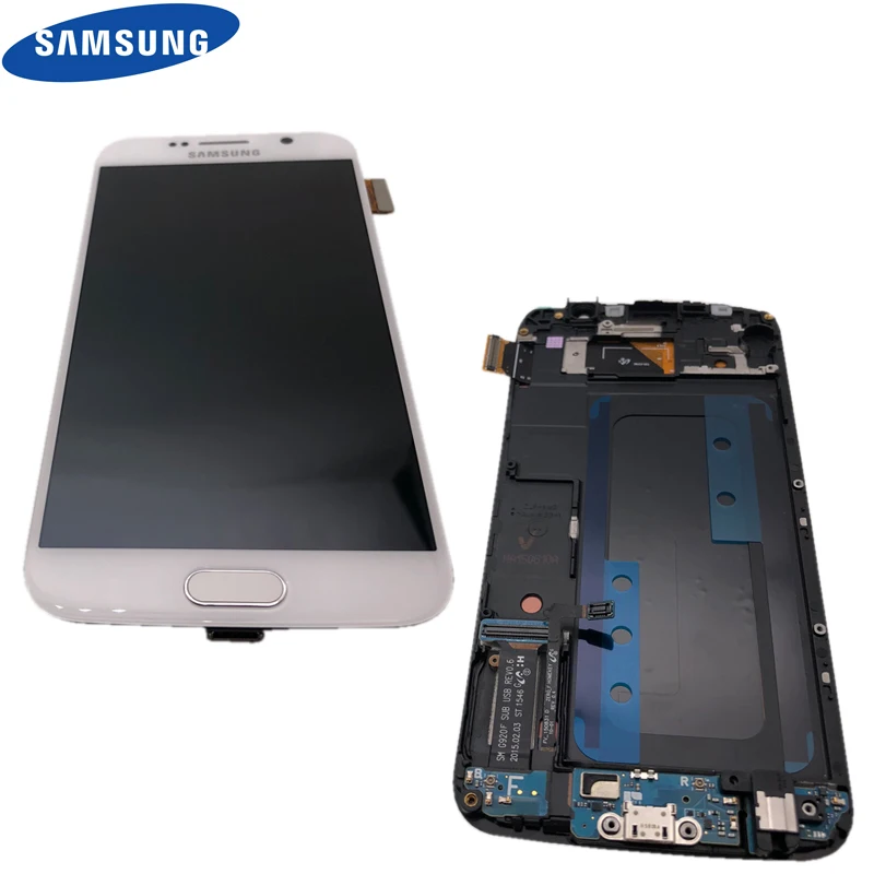 5,1 ''Супер AMOLED ЖК-дисплей с дигитайзером сенсорный экран для SAMSUNG Galaxy S6 дисплей G920 G920F G920V G920A с рамкой
