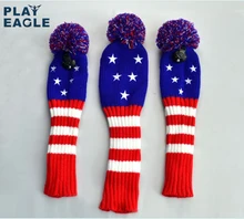 3pcs/set New 1#3#5# Knit Golf Headcover Drvier Fairway Head Cover Stars Shape Golf Headcovers with Number Tag