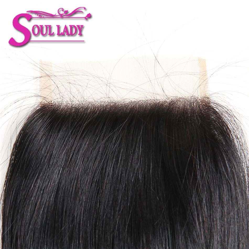 Soul Lady Hair продукты Бразильские прямые кружева закрытие натуральный цвет 8-20 дюймов 4x4 швейцарские кружева не Реми волосы