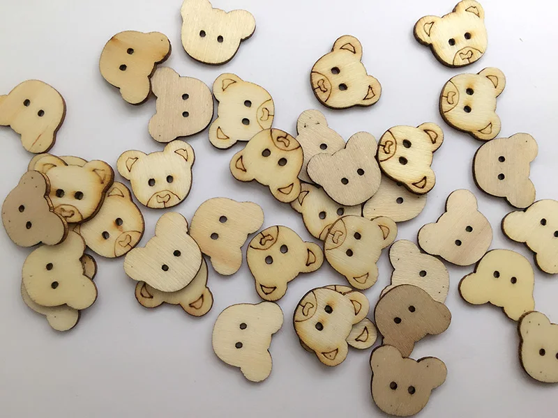 

50ps/lot WOODEN MINI MIXED WOOD BEAR DECOR IDEAL CRAFT CARD MAKING SCRAPBOOKING DIY Button Tags