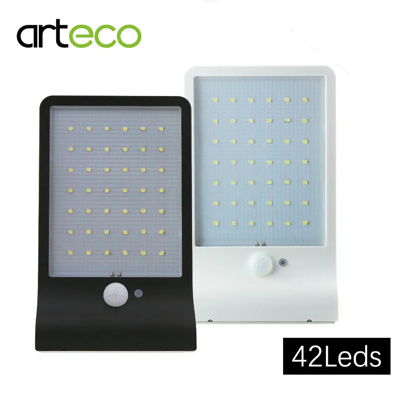 NEW 42 LED Solar Light PIR Motion Sensor solar Lamp 3 mode IP65 Outdoor wall lamp Pathway Balcony Porch Fence Garden Lights