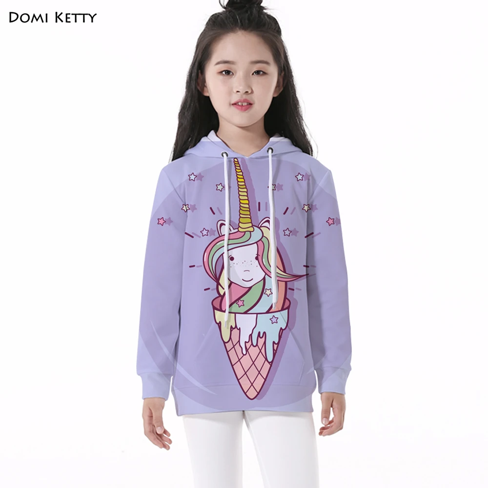 

Domi Ketty kids baby hoodies print unicorn Ice cream funny girls boys long sleeve sweatshirts children cartoon pullover clothes