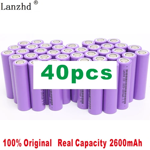 8-40Pcs 18650 Battery 2600mAh li ion 3.7V 18650 5C discharge Power battery for E-cigarettes, electric drills for electric cars - Цвет: 40 PCS