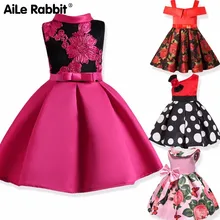 Aile Rabbit New Fashion Sequin Flower Dress Party Birthday Wedding Princess Toddler Baby Girls Clothes Children Kids Dresses
