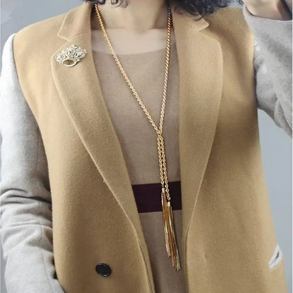 

Women's Sweater Twisted Long Chain Necklace Lady Pendant Tassel Necklace Luxury Jewelry