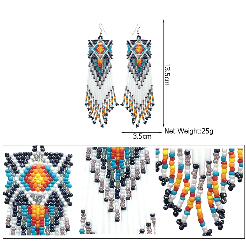 MANILAI, богемные, ручной работы, с бусинами, длинные серьги с кисточками для женщин, модные ювелирные изделия, разноцветные, с бусинами, массивные серьги, этнические, Висячие