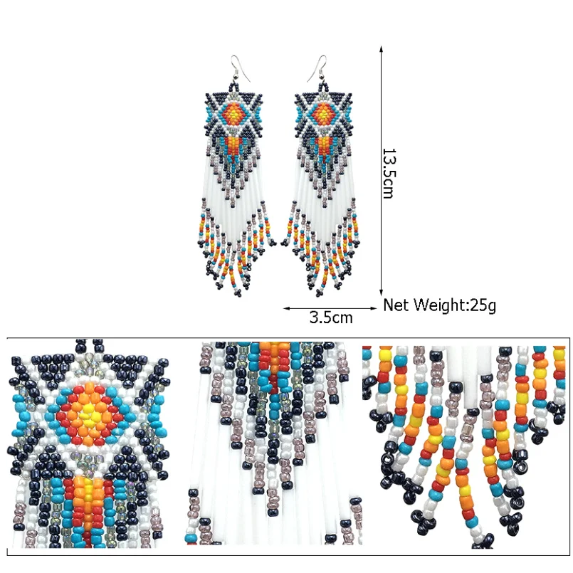 MANILAI Bohemian Handmade Beaded Long Tassel Earrings For Women Fashion Jewelry Multicolor Beads Statement Earrings Ethnic Drop