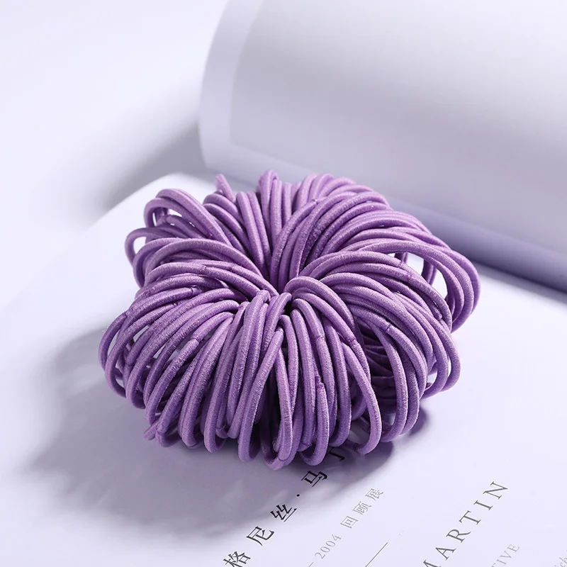 Лаванда New 100PCS/Lot Girls Candy Colors Nylon 3CM Rubber Bands Children Safe Elastic Hair Bands Ponytail Holder Kids Hair Accessories - Цвет: Лаванда
