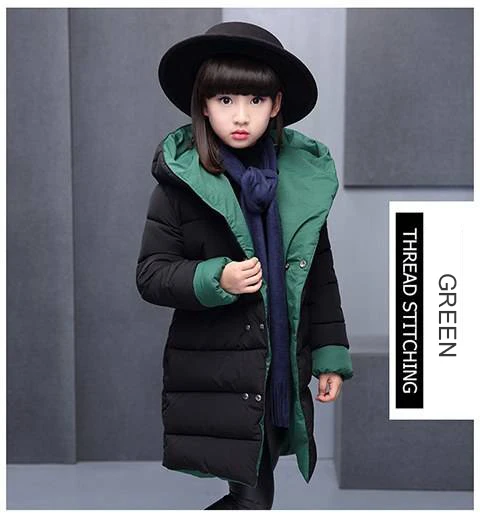 New Girls' cotton coats, long thick padded cotton suits, big boys and girls, wearing cotton jackets on both sides