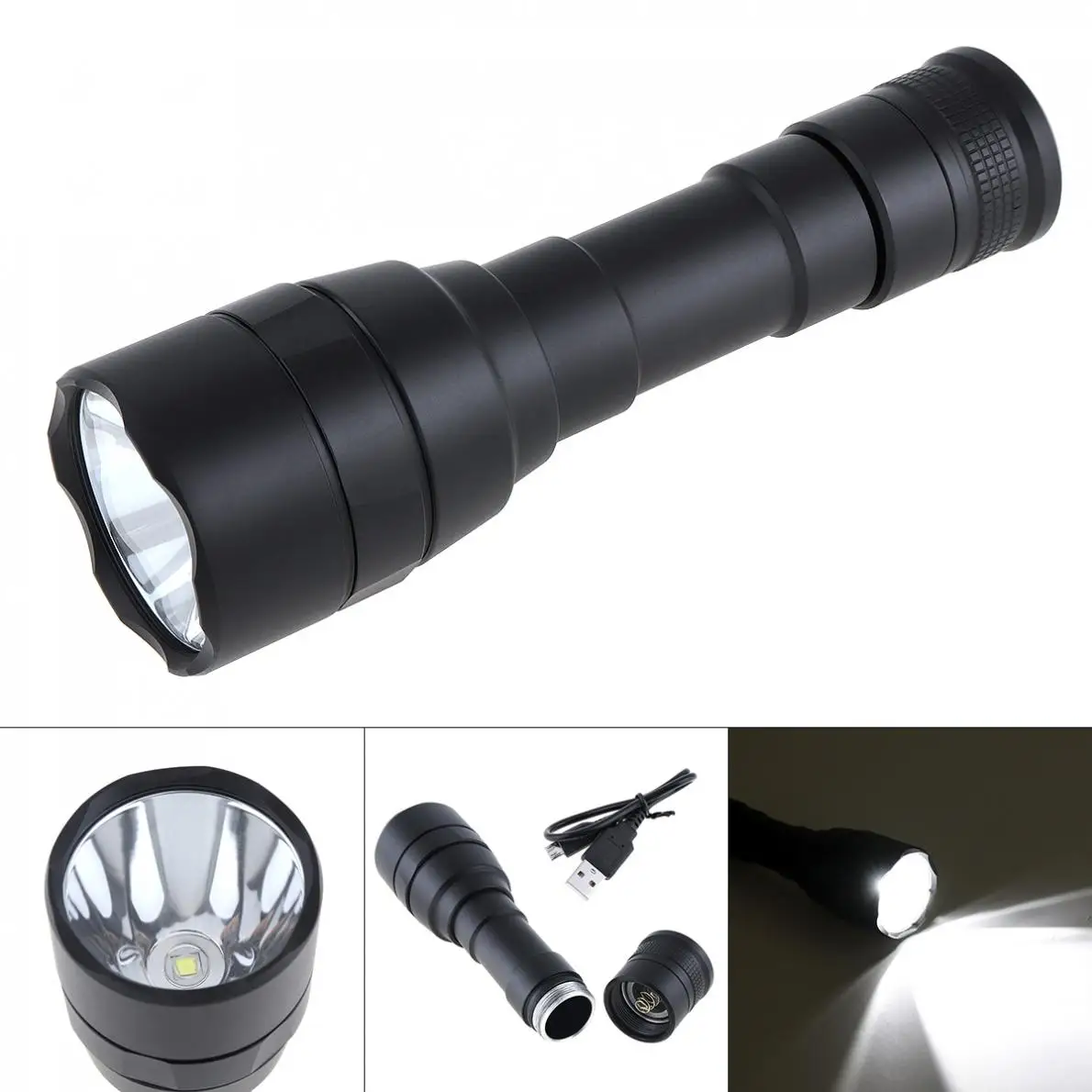

800 Lumens Waterproof L2 LED Glare Flashlight USB Charging with 4 Modes for Outdoor / Night Riding / Camping