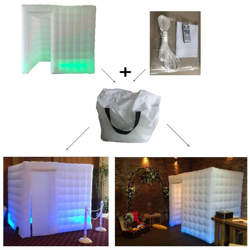Cheap News 8.2ft*5.9ft*7.38ft mini Inflatable photo booth party Backdrop stand  with LED strip on bottom Inflatable Tent For party 7
