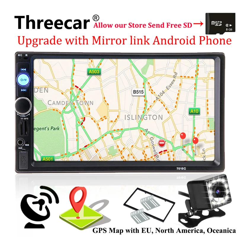 2 din GPS Navigation Autoradio Car Radio Multimedia Player font b Camera b font Bluetooth Mirrorlink