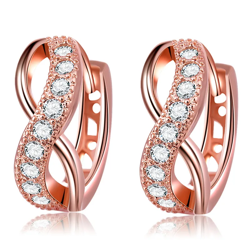 rose gold color Women fashion earrings jewelry inlaid AAA cubic Zirconia font b Valentines b font