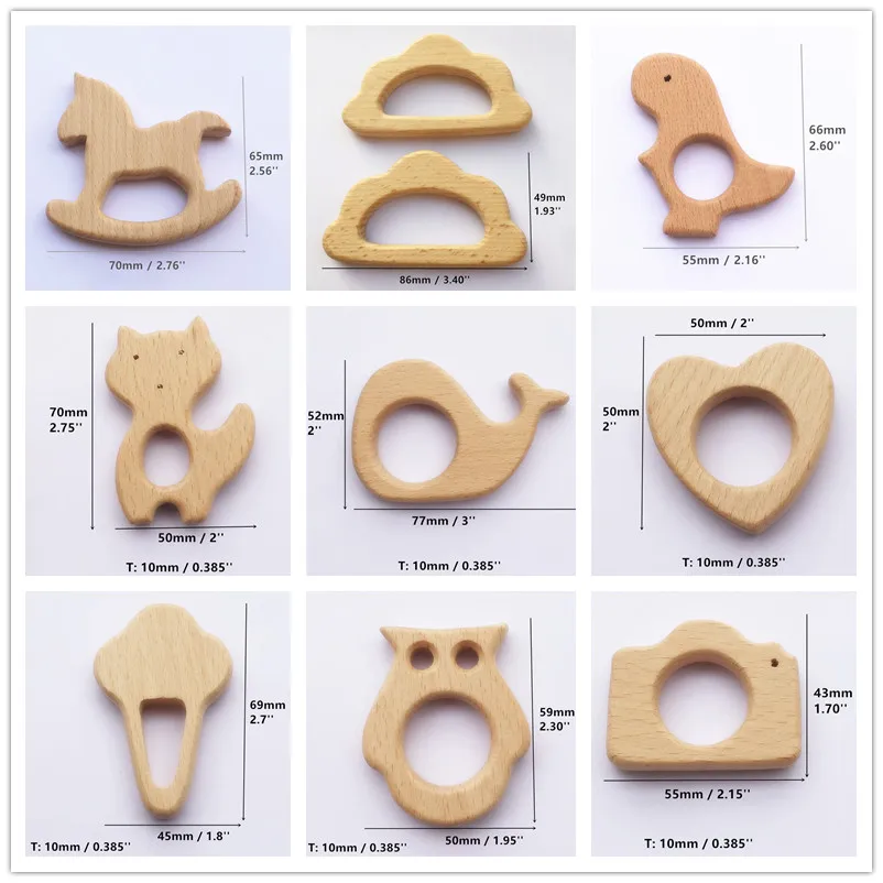 Chenkai 10 шт. деревянный Прорезыватель кольцо Сделай Сам органический незавершенный экологически чистый детский душ деревянный захват прорезыватель Игрушка аксессуары