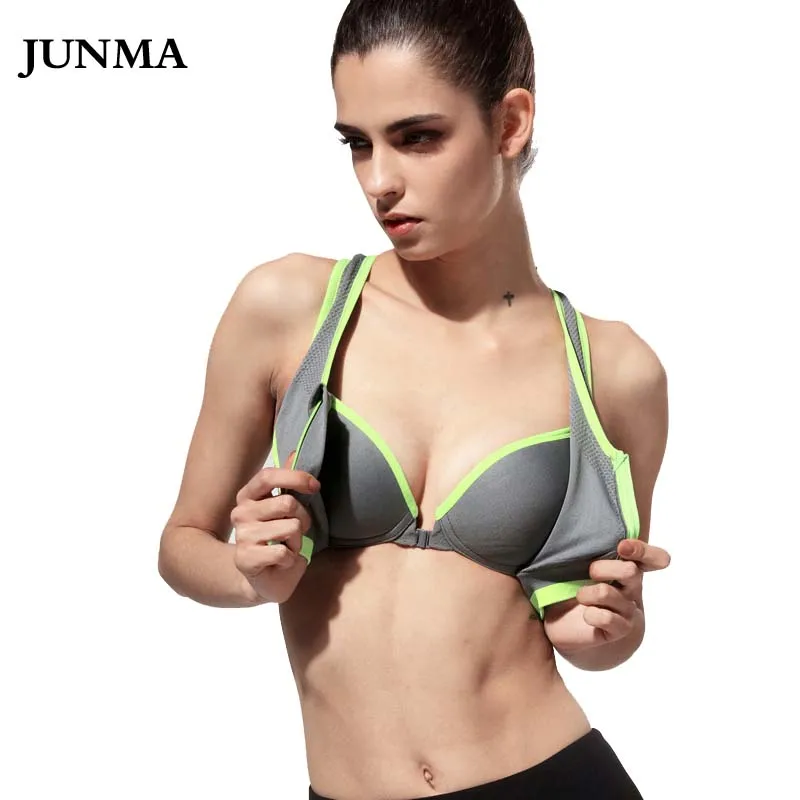 

2018 New Women Zipper Sports Bra Push Up Shockproof Top Underwear with Inner Pad Running Gym Fitness Jogging shirt