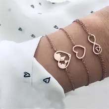 3 шт./компл. Цыганский браслет Набор Винтаж Бесконечность Сердце карта Золотой браслет женский шарм браслет пляжные украшения Аксессуары