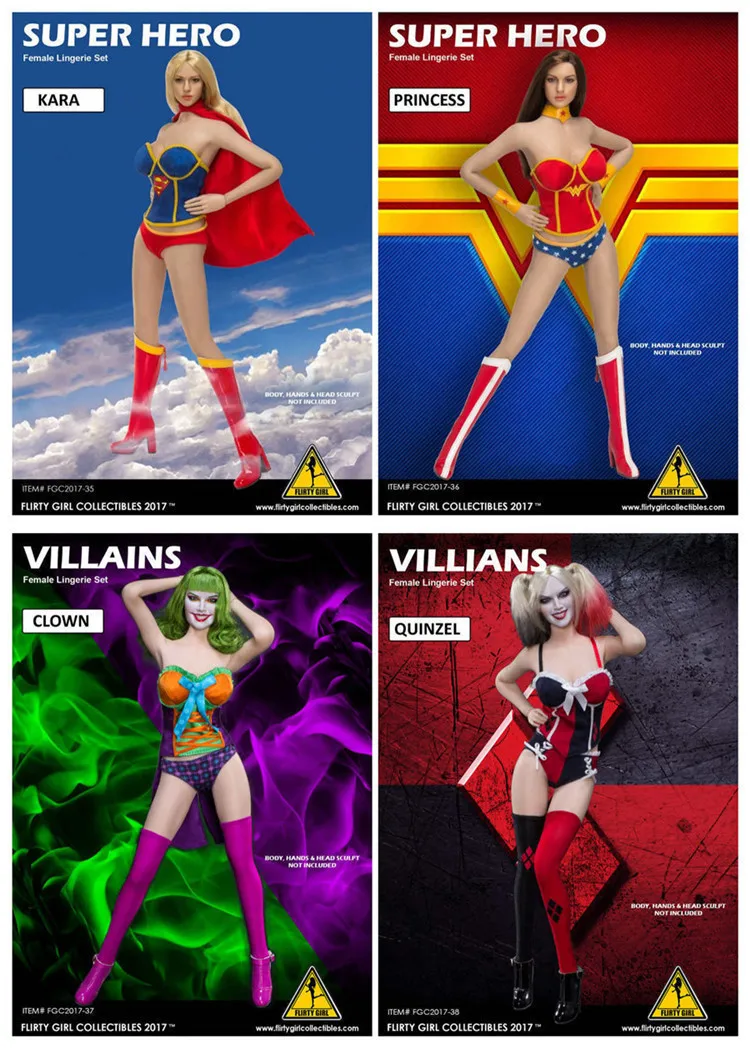 

Flirty Girl FGC2017-35~FGC2017-38 Super Hero / Villains Female Lingerie Set Costume for 12inch Collectible Action Figures DIY