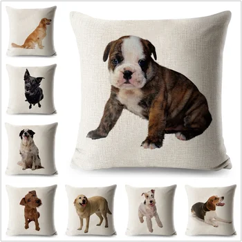 

Cute Dog Pillow Case Cartoon Animals Linen 45*45cm Square Cushion Cover for Sofa Home Decorative French Bulldog Throw Pillowcase