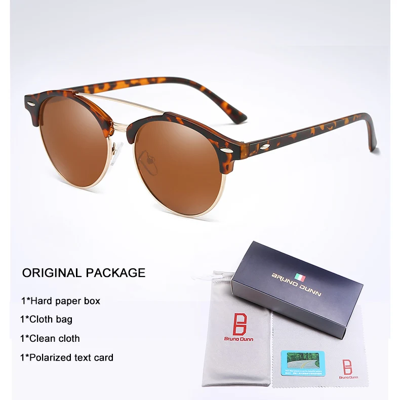 Bruno Dunn Classic Polarized Sunglasses Men Women Retro Brand Designer round Sun Glasses Female Male Fashion Mirror Sunglass ray - Цвет линз: as picture