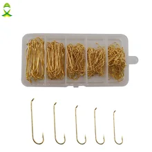 Легко поймать 300 шт./кор. золотистого цвета с высоким содержанием углерода Сталь круглый рыболовный крючок колючая для рыболовных снастей