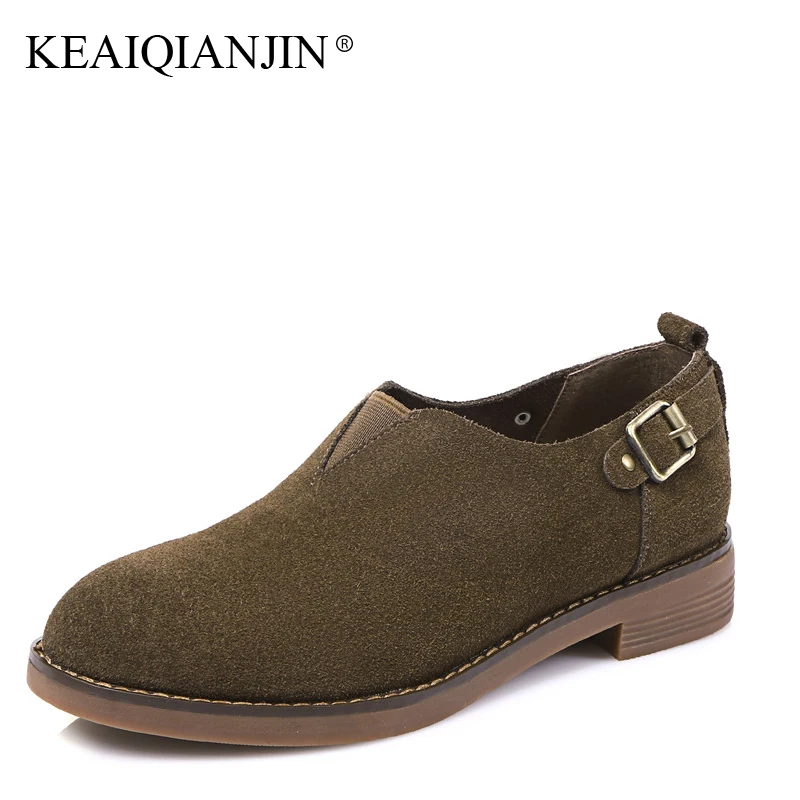 KEAIQIANJIN Woman Woman Oxford Flats Spring Autumn Loafers Black Green Platform Shoes Genuine Leather Casual Loafers 2017 keaiqianjin woman fringe platform shoes fashion spring autumn black red horsehair flats round toe casual genuine leather loafers