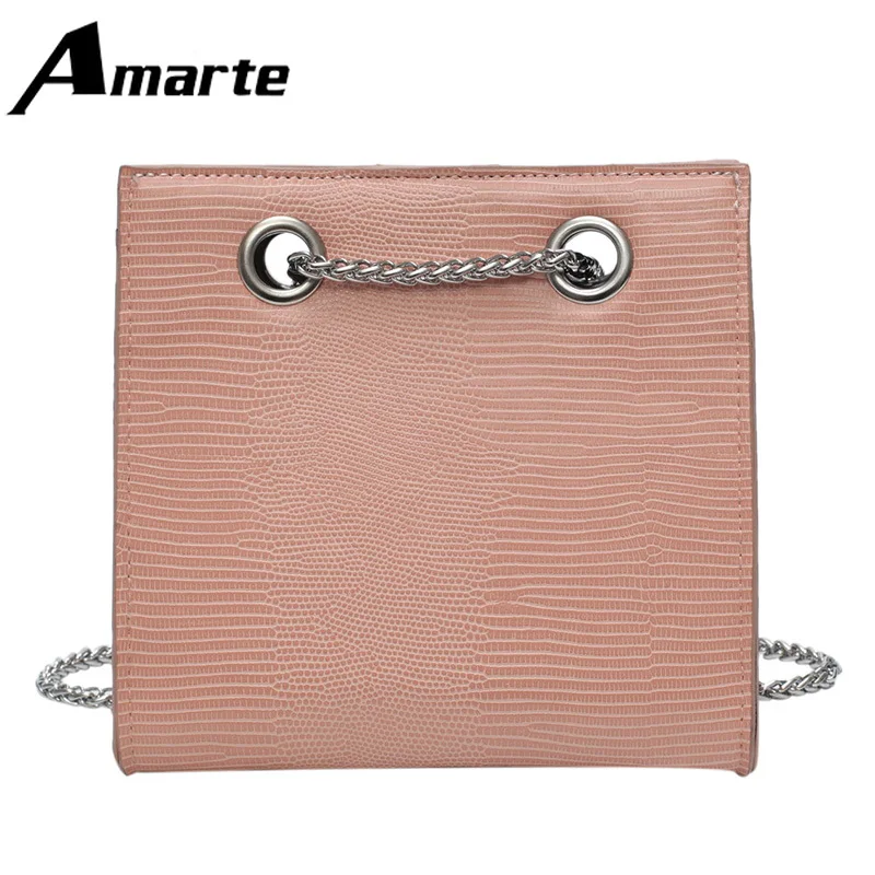 

2019 Fashion New Shoulder Bag High Quality Wear-resistant PU Material Chain Messenger Bag Solid Color Simple Womenbags Amarte
